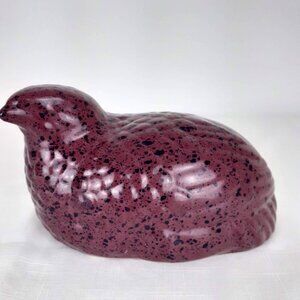 VINTAGE Quail Bird Figurine Burgundy Speckled, Made in USA. 103 Vanguard Accents